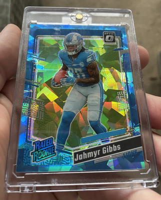 Panini 2023 Donruss Optic Rated Rookie Jahmyr Gibbs Lions #236 Blue Ice /15