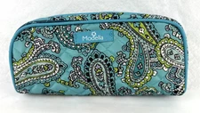 Modella Make-Up Travel Bag, Zip Close, Blue and Green Paisley, Free Shipping