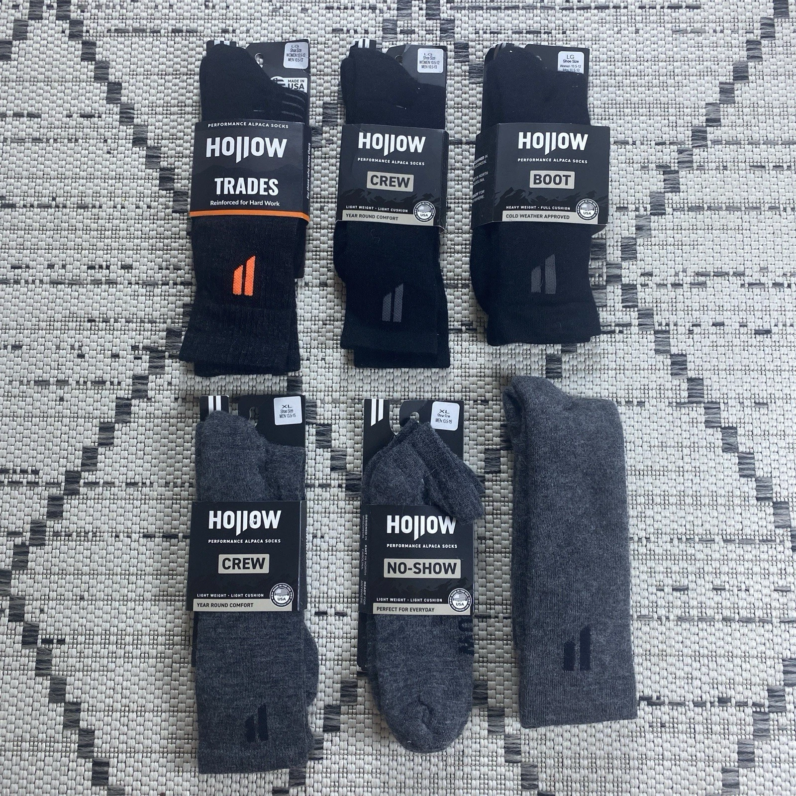 Hollow Compression Alpaca Socks 6-Pairs Bundle 4 Pairs Sz:LG & 2 Pairs Sz: XL