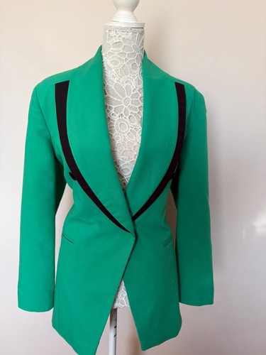 Zandra Rhodes, Giacca blazer Zandra Rhodes vintage verde grande UK 14 EUR 40-42