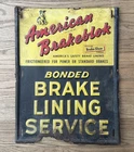 VINTAGE 23” X 17 3/4” RARE 1958 AMERICAN BRAKEBLOK EMBOSSED BRAKE SERVICE SIGN