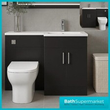1070mm L Shape Black Vanity & WC Unit Combination Furniture Left/Right