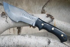 UBR CUSTOM HANDMADE D2 TOOL STEEL TRACKER KNIFE WITH LEATHER SHEATH