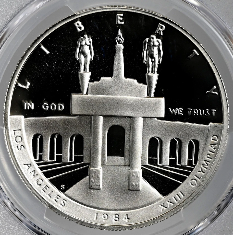 1984-S  $1 OLYMPIC PROOF SILVER DOLLAR COMMEMORATIVE PCGS PR70 DCAM #49028590 - Image 2 of 4