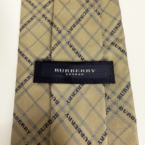 Burberry London Tie Classic Nova Check Plaid Spellout Bronze/Navy Silk 3.75" 58"