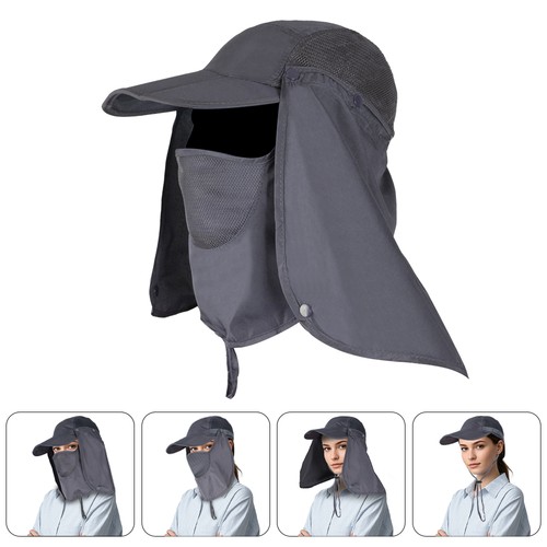Men Women Sun Hat With Neck Flap Face Mask Full UV Protection Fishing Safari Cap - Picture 10 of 12