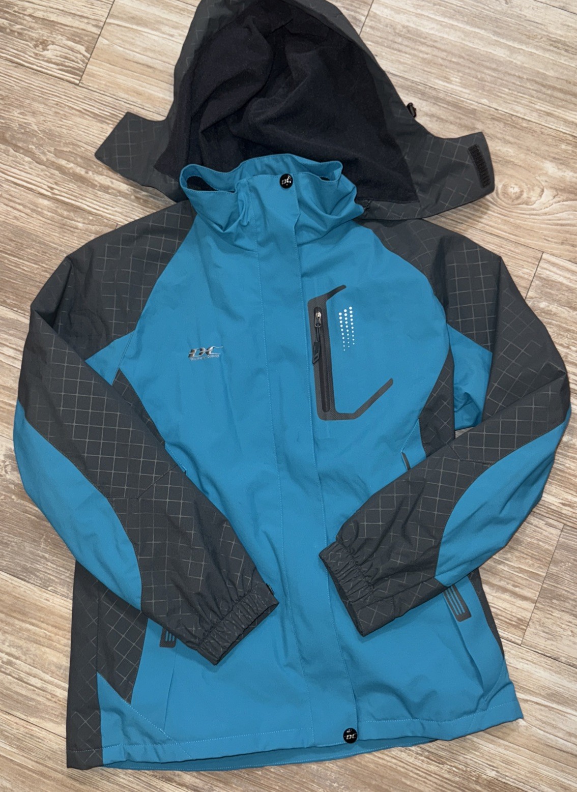 DIAMOND CANDY~ Full Zip Jacket Women's Med Blue & Gray Water