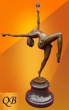 ART DECO BRONZE EGYPTIAN STATUE  FIGURINE SCULPTURE FLAME DANCER SIGNED