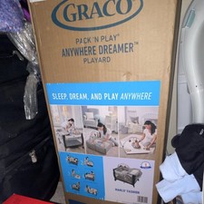 Graco Pack 'n Play Anywhere Dreamer Playard Gray Foldable Bassinet Marlo