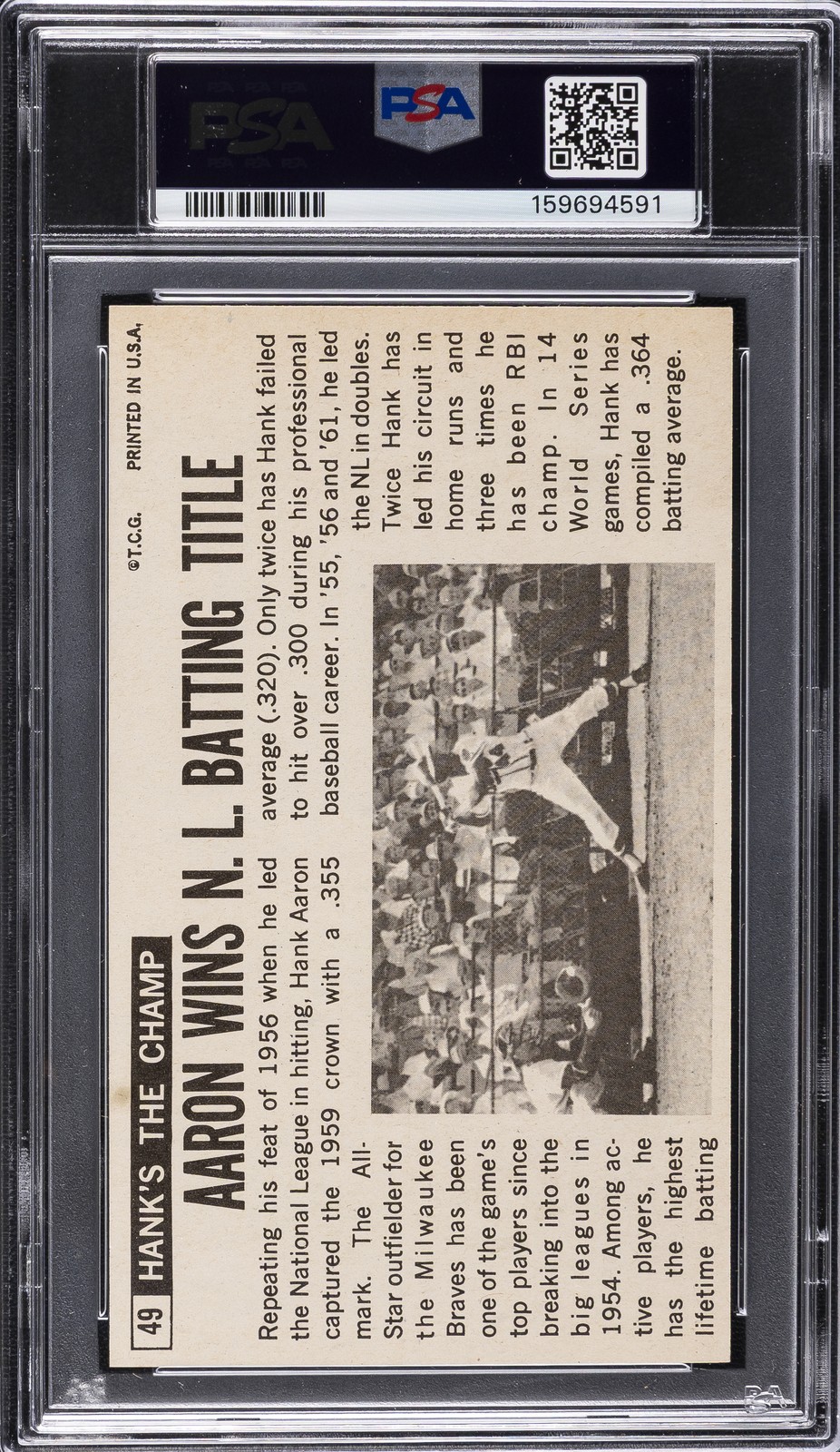 1964 TOPPS GIANTS #49 HANK AARON PSA 5.5 view 2