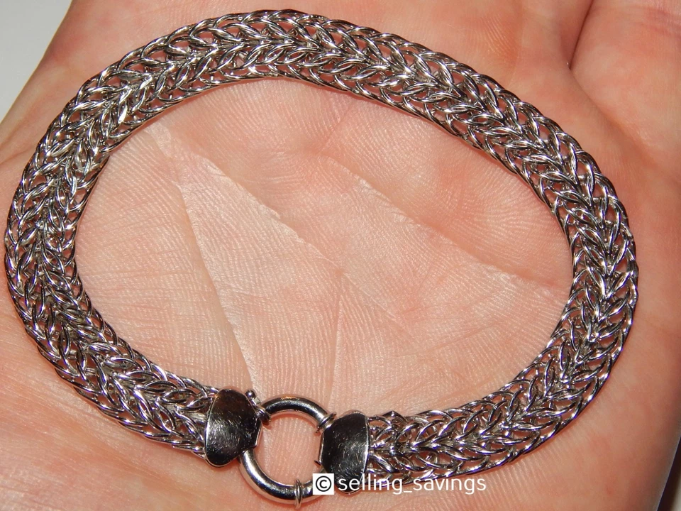 14K WHITE GOLD FILIGREE BISMARK 3/8 INCH WIDE TOGGLE CLASP BRACELET 8 INCH LONG - Image 3 of 4