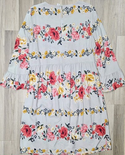 Old Navy Womens Gray Floral Ruffle Sleeve Size Large Tall - Picture 7 of 8