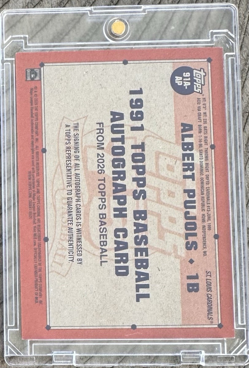 Albert Pujols Auto /25 2026 Topps Series 1 Orange 1991 Baseball