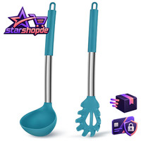 Silikon Suppenkelle Und SpaghettilöFfel Set 2 StüCk Blau KüChenutensilien