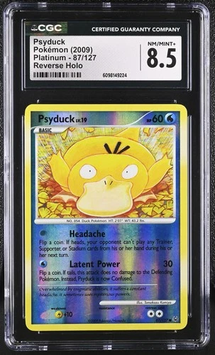 PSYDUCK 87/127 REVERSE HOLO PLATINUM POKEMON CGC 8.5 NM/MINT+