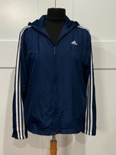 Vintage Adidas Navy Blue Windbreaker Zipper Jacket Hoodie Women M