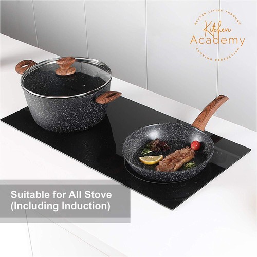 30-Pc Non Stick Cookware Set – Induction Hob Pots & Pans, Black Granite - Picture 7 of 8