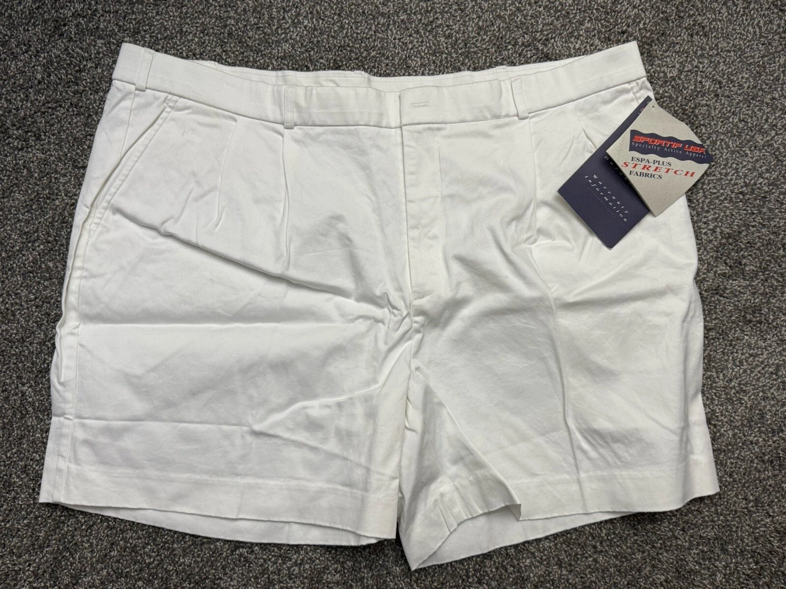 NWT Sportif USA White Cargo Mens Khaki Sz 46 Hiking Sailing Shorts Boating Golf