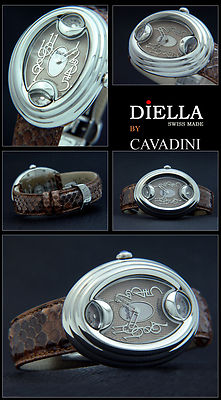 CAVADINI Luxus Damen Designeruhr  O. VAGANZA mit Reptil Armband Swiss made