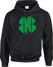 4 Leaf Clover Solid St Patricks Day Proud Irish Pride Lucky Ireland Mens Hoodie