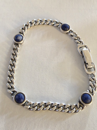 Ilias Lalaounis Sterling Silver 925 Sodalite Stone Chain Bracelet. - Picture 3 of 9