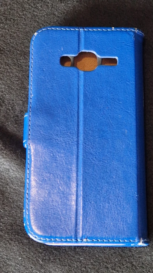 Funda de teléfono para Samsung Galaxy J3 2016 cuero azul abatible tarjeta billetera soporte cubierta Foto 3 de 3