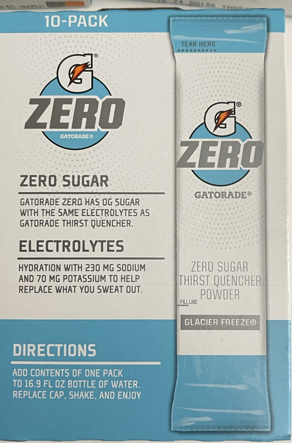 50 Gatorade Zero Glacier Freeze Singles Drink Mix 50 Count Powder