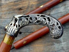 BEAUTIFUL SOLID HANDLE HEAD VINTAGE CANE SHAFT WALKING STICK HANDMADE ANTIQUE
