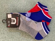 NWT Philadelphia Sixers NBA Mens Low Cut Socks Size 6-12 3-pack Red, Blue & Gray