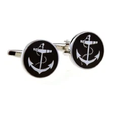 Anchor USN Pair Cufflinks in a Presentation Gift Box & Polishing Cloth