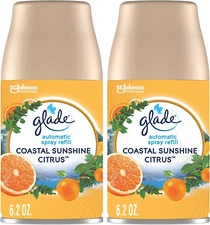 Glade Automatic Spray Refills, Air Freshener, Coastal Sunshine Citrus, 6.2 Oz, 2