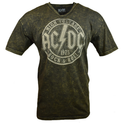 AC DC Men Tee T Shirt -V-neck Rock Roll Band Back Vintage Graphic s Tour NEW