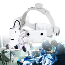 Dental 3.5x Surgical Binocular Loupes Medical Headband Magnifier Headlight LED 