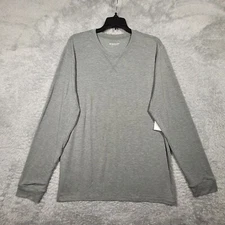 Heat Keep Shirt Mens Large Green Gray  Crew Neck Long Sleeve Base Layer