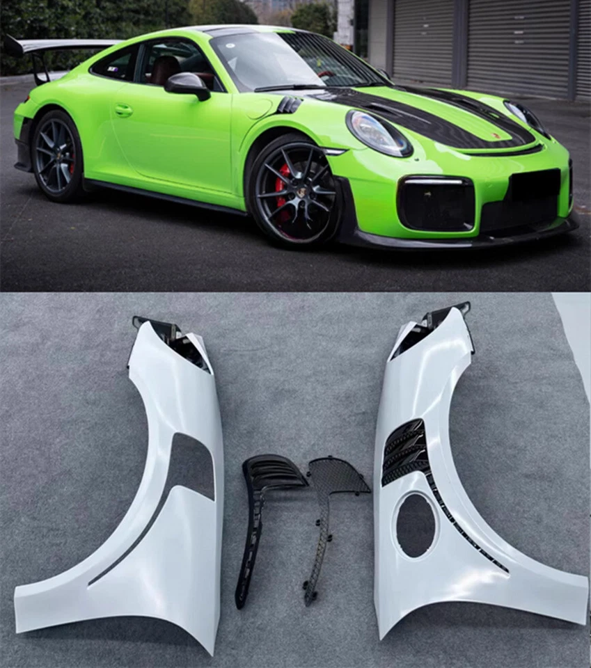 Tapicería de guardabarros lateral de fibra de carbono media 2012-2018 para Porsche 911 991 actualización GT2 RS Foto 3 de 4