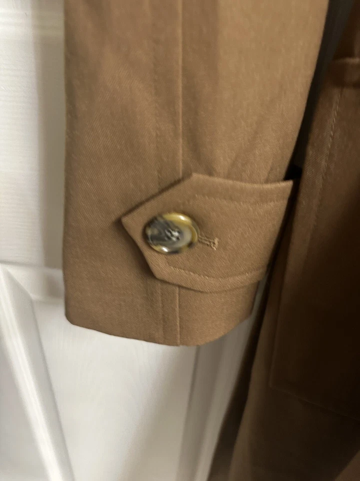 VNT 80s 90s JH Collectibles 6 Wool Lined Belted Trench Coat Tan Brown Jacket - Image 2 of 4