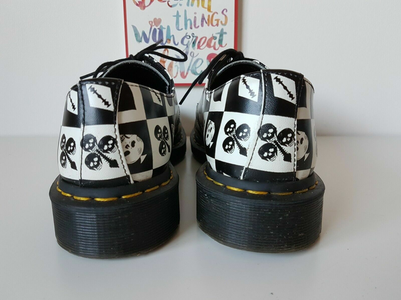 Dr Martens shoes 1461 black white playing card backhand egret UK 7 EU 41 US  9 | eBay