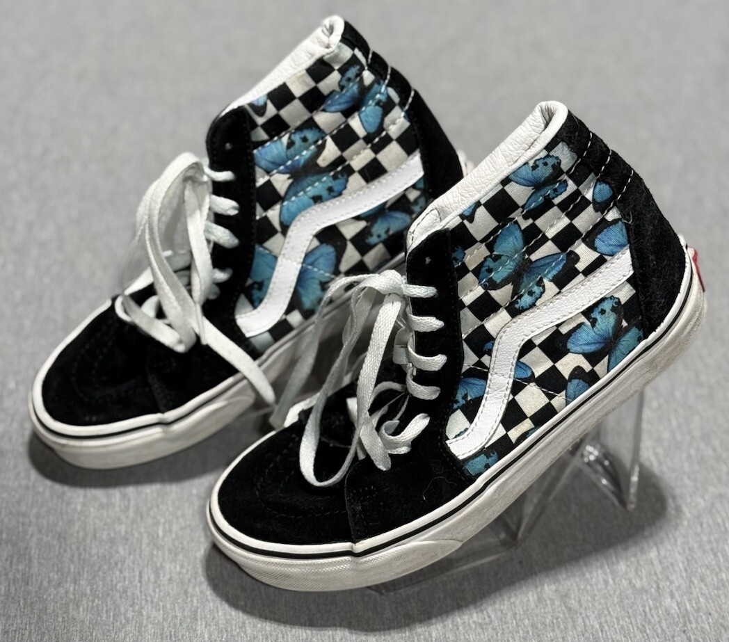 Vans Sk8-Hi Blue Butterfly Checkerboard Skate Shoes 
721356
Men’s 5.5
Black Blue VANS Sk8 Hi-Top Butterfly Check Black Suede Blue Skate W 10  main image 3