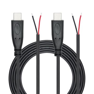 2Pcs USB C to 2 Pin Bare Wire Open End Wire 2M/6FT USB Type C Male Plug Pigta...