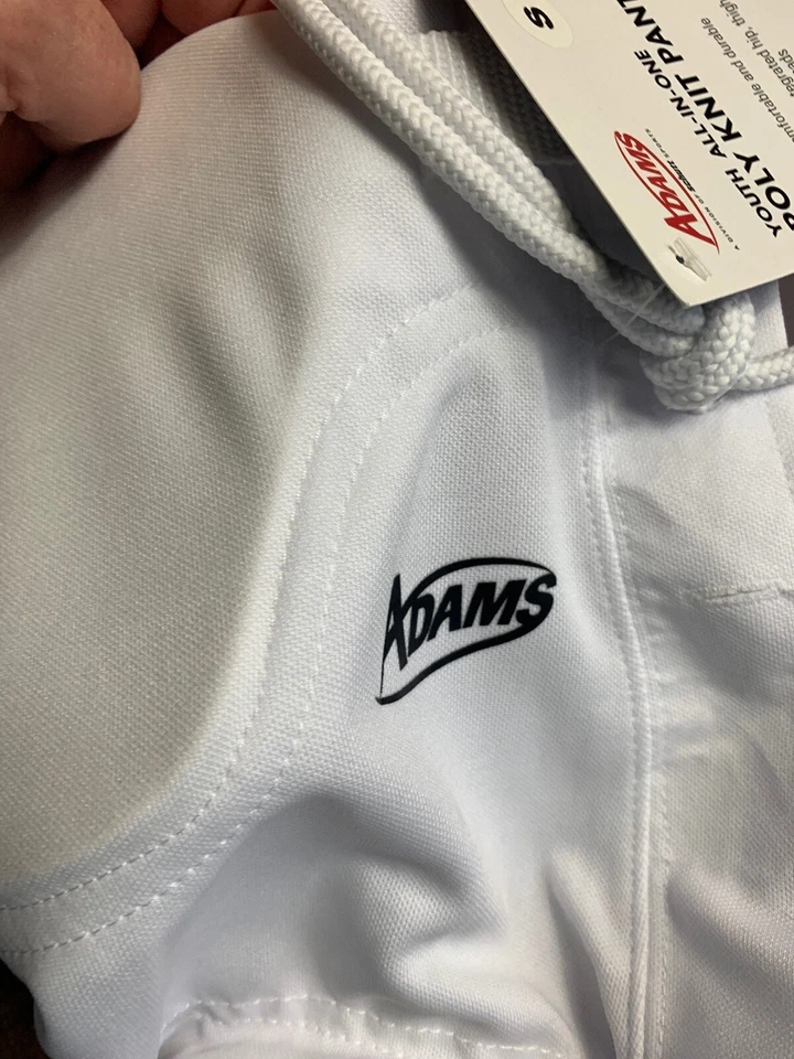 Adams Youth 七垫橄榄球裤小号白色全新 — 第 3/4 张图片
