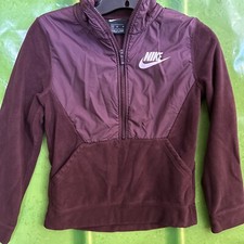 Nike Youth 1/2 Zip Fleece Pullover Burgundy Mock Neck Sweatshirt Unisex M