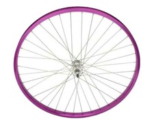 26 x 1.75 Alloy Front Wheel 36 Spoke 12gBlack 3/8 Axle Single Wall Purple.