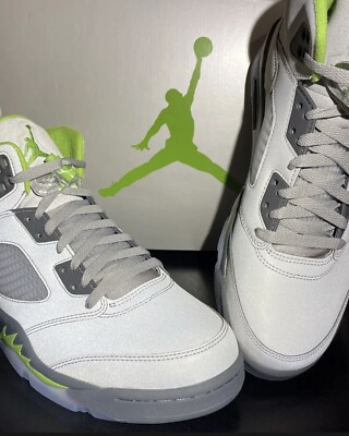 シューズ(男性用) NIKE AIR JORDAN 5 RETRO REFLECTIVEsilver 🔥Nike Air Jordan 5 Retro AJ5 Green Bean Reflective Silver