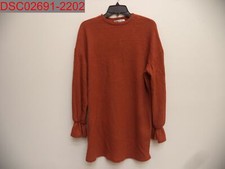 Velvet Torch Women's Burnt Orange Waffle Knit Ruffle Sleeve Sweater Dress, Sz M