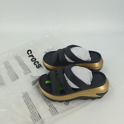 Crocs Mega Crush Metallic Black/Gold Triple Strap Sandal