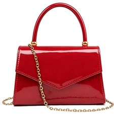 Evening Patent Leather Handbag Purse Formal Women's Clutch Bag Top Handle for...