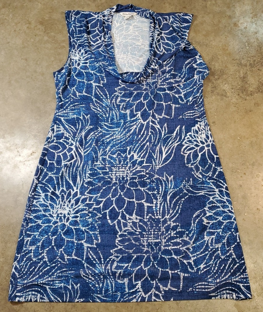 Tommy Bahama Carmela Short Dress Blue White & Turquois Flecks Womens Size Large