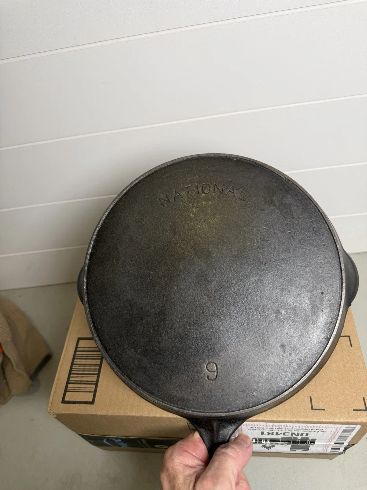 RARE National #9 Arch Logo Cast Iron Skillet w/Heat Ring Sits Flat