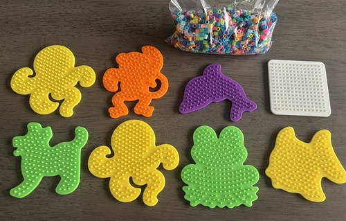 Perler Beads Peg Boards Lot of 8 w/beads