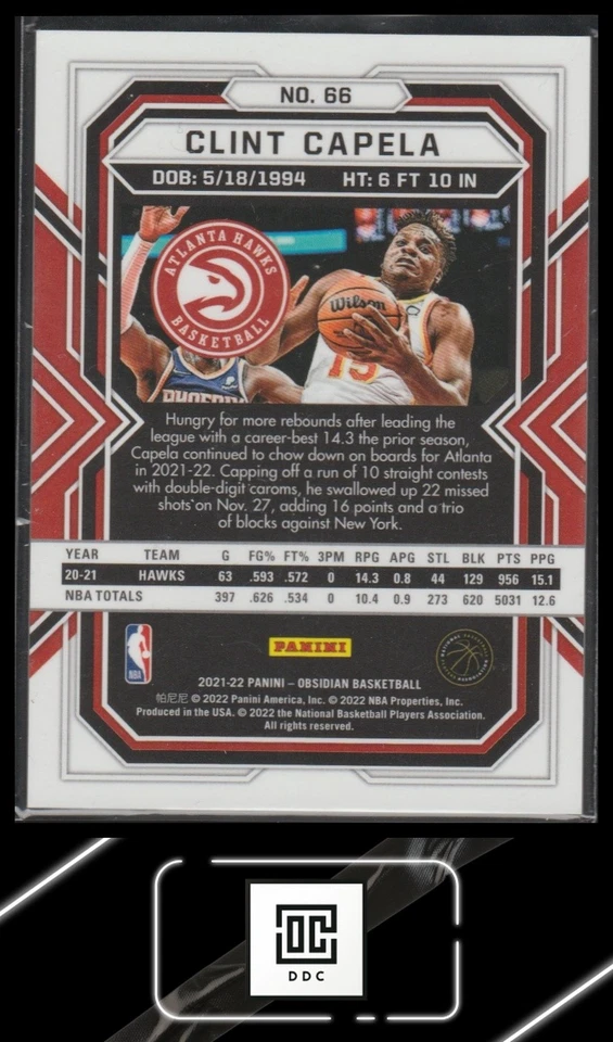 2021-22 Panini Obsidian #66 Clint Capela Electric Etch Red Flood - Image 2 of 2
